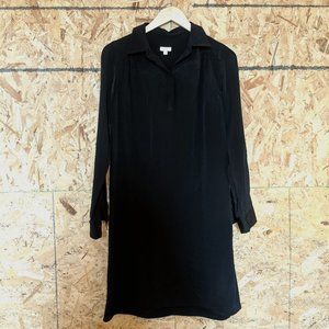 Cuyana 100% Silk Long Sleeve Shirt Dress Black SM